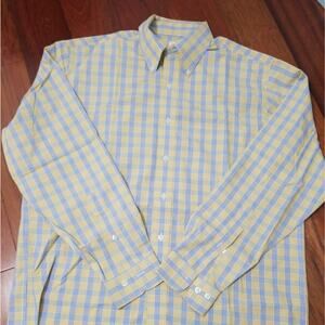 Brooks Brothers Button Front Yellow & Blue Plaid Shirt Size M 82220-0175
